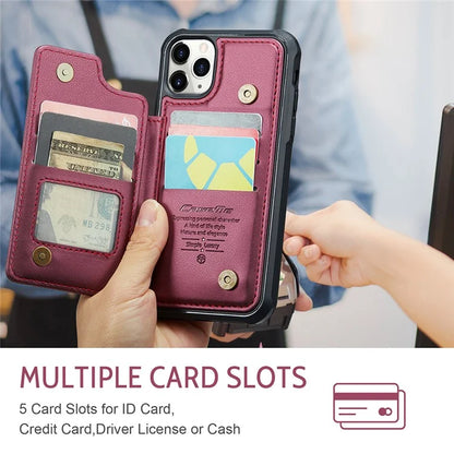 CASEME C22 Series For iPhone 11 Pro Max Case RFID Blocking Glossy PU Leather Phone Protector