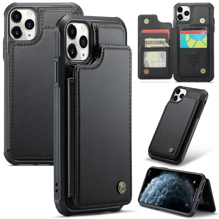 CASEME C22 Series For iPhone 11 Pro Max Case RFID Blocking Glossy PU Leather Phone Protector
