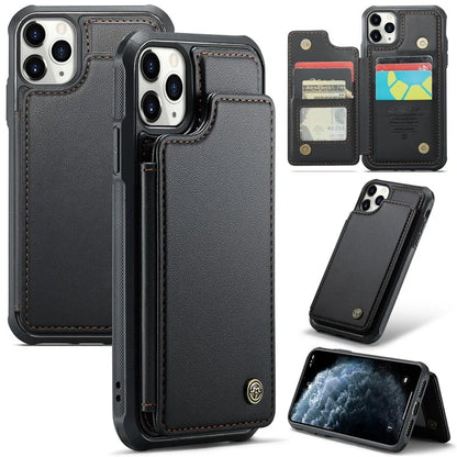 CASEME C22 Series For iPhone 11 Pro Max Case RFID Blocking Glossy PU Leather Phone Protector