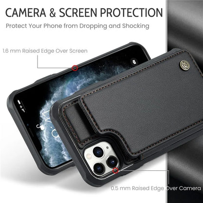 CASEME C22 Series For iPhone 11 Pro Max Case RFID Blocking Glossy PU Leather Phone Protector
