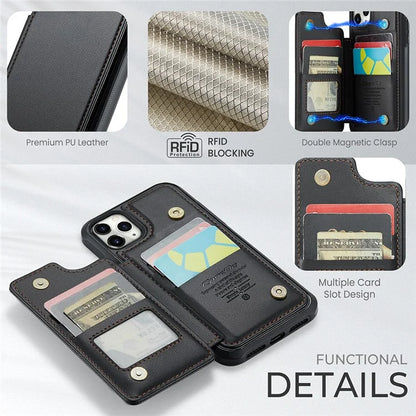 CASEME C22 Series For iPhone 11 Pro Max Case RFID Blocking Glossy PU Leather Phone Protector