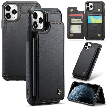 CASEME C22 Series for iPhone 11 Pro Case Glossy Phone Cover with Kickstand Card Holder