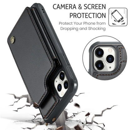 CASEME C22 Series for iPhone 11 Pro Case Glossy Phone Cover with Kickstand Card Holder