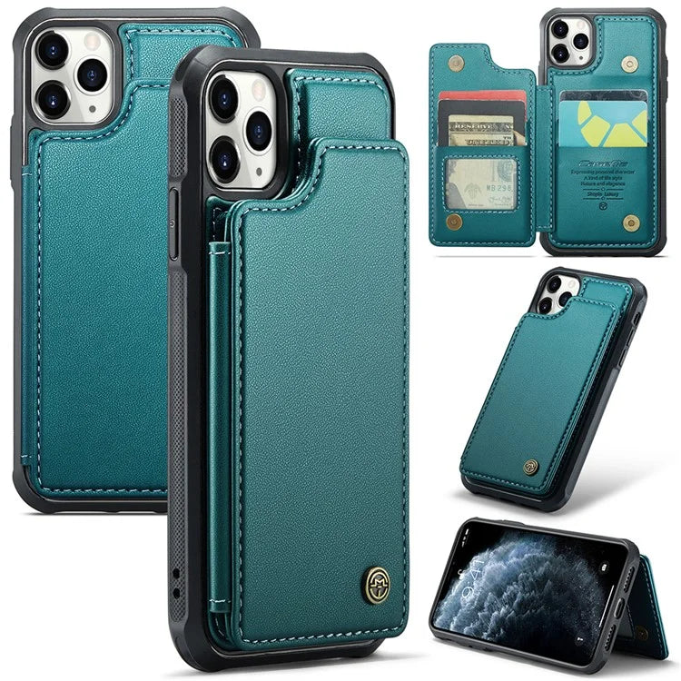 CASEME C22 Series for iPhone 11 Pro Case Glossy Phone Cover with Kickstand Card Holder