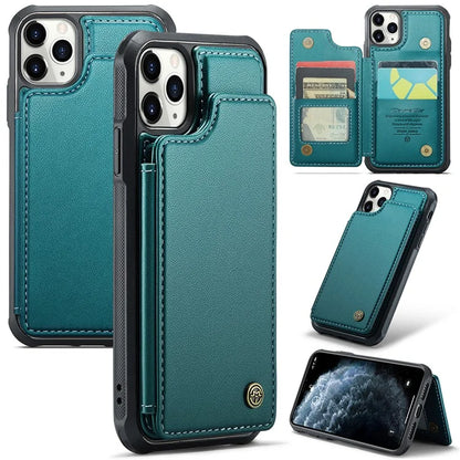 CASEME C22 Series for iPhone 11 Pro Case Glossy Phone Cover with Kickstand Card Holder