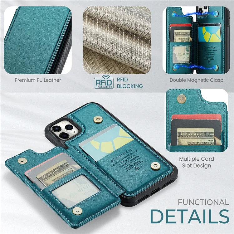 CASEME C22 Series for iPhone 11 Pro Case Glossy Phone Cover with Kickstand Card Holder