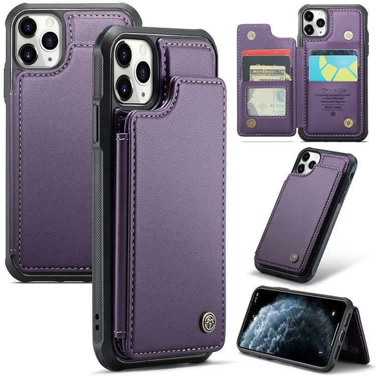 CASEME C22 Series for iPhone 11 Pro Case Glossy Phone Cover with Kickstand Card Holder