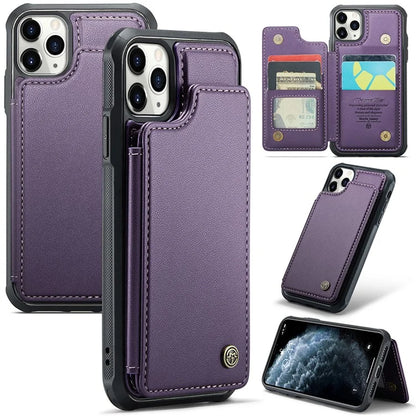 CASEME C22 Series for iPhone 11 Pro Case Glossy Phone Cover with Kickstand Card Holder