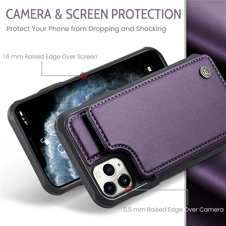CASEME C22 Series for iPhone 11 Pro Case Glossy Phone Cover with Kickstand Card Holder