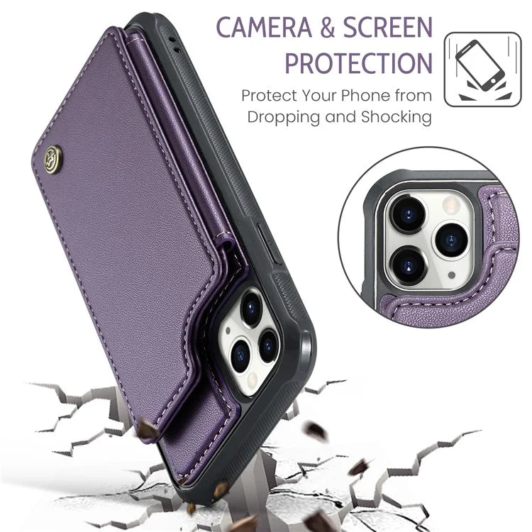 CASEME C22 Series for iPhone 11 Pro Case Glossy Phone Cover with Kickstand Card Holder