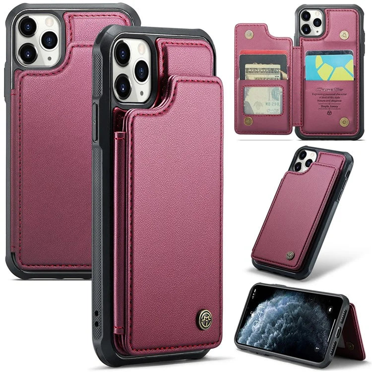 CASEME C22 Series for iPhone 11 Pro Case Glossy Phone Cover with Kickstand Card Holder
