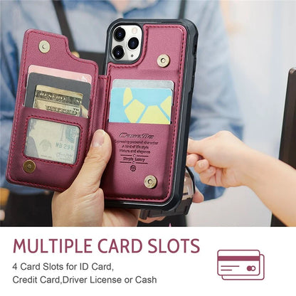 CASEME C22 Series for iPhone 11 Pro Case Glossy Phone Cover with Kickstand Card Holder