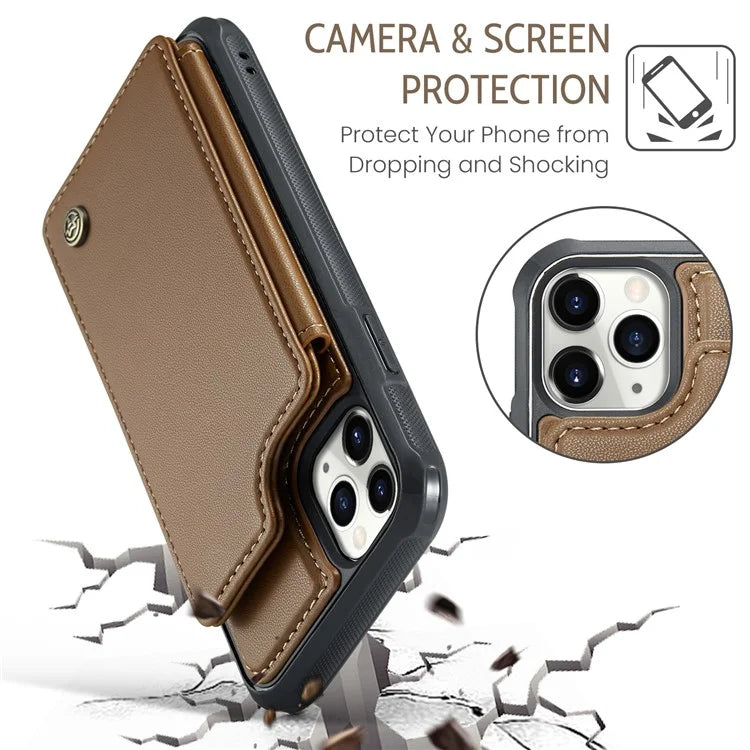 CASEME C22 Series for iPhone 11 Pro Case Glossy Phone Cover with Kickstand Card Holder