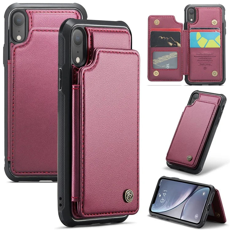 CASEME C22 Series For iPhone XR 6.1 inch Case RFID Blocking Litchi Texture Leather Phone Cover