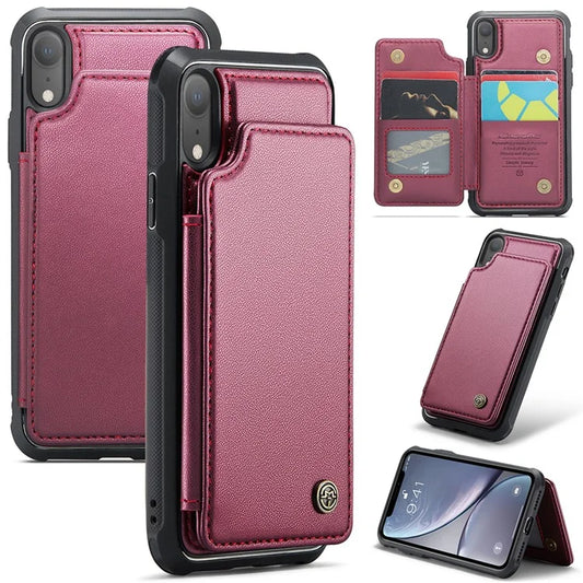 CASEME C22 Series For iPhone XR 6.1 inch Case RFID Blocking Litchi Texture Leather Phone Cover