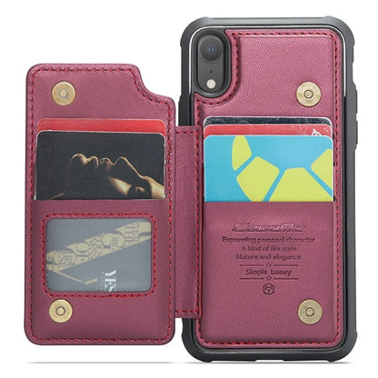 CASEME C22 Series For iPhone XR 6.1 inch Case RFID Blocking Litchi Texture Leather Phone Cover