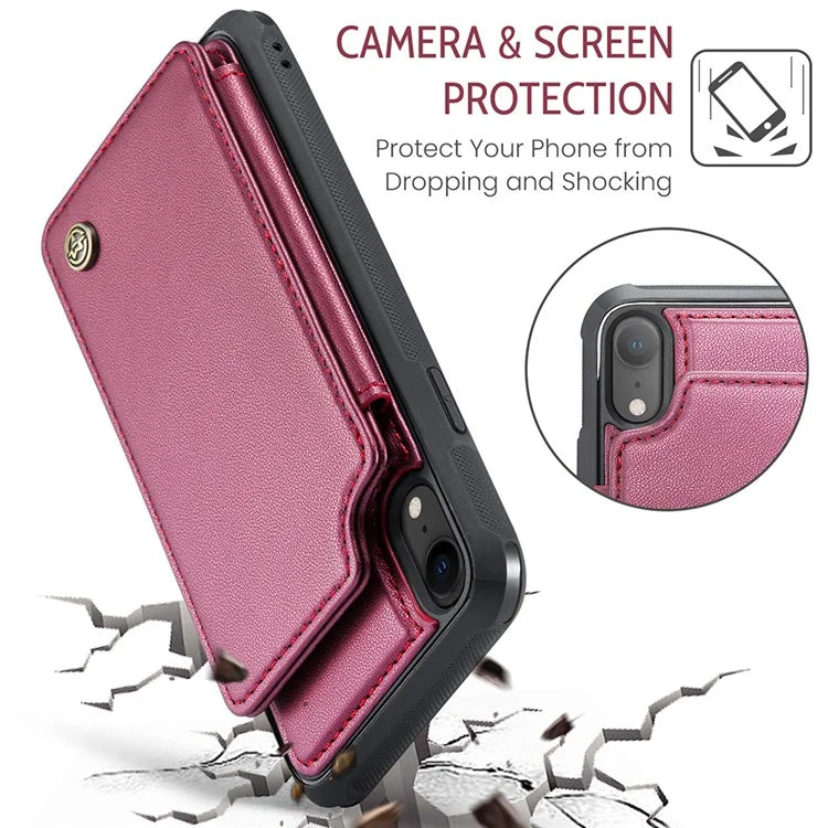 CASEME C22 Series For iPhone XR 6.1 inch Case RFID Blocking Litchi Texture Leather Phone Cover