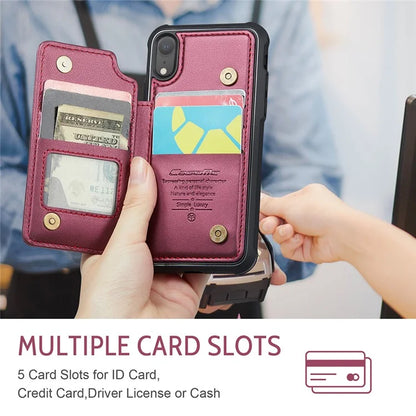 CASEME C22 Series For iPhone XR 6.1 inch Case RFID Blocking Litchi Texture Leather Phone Cover