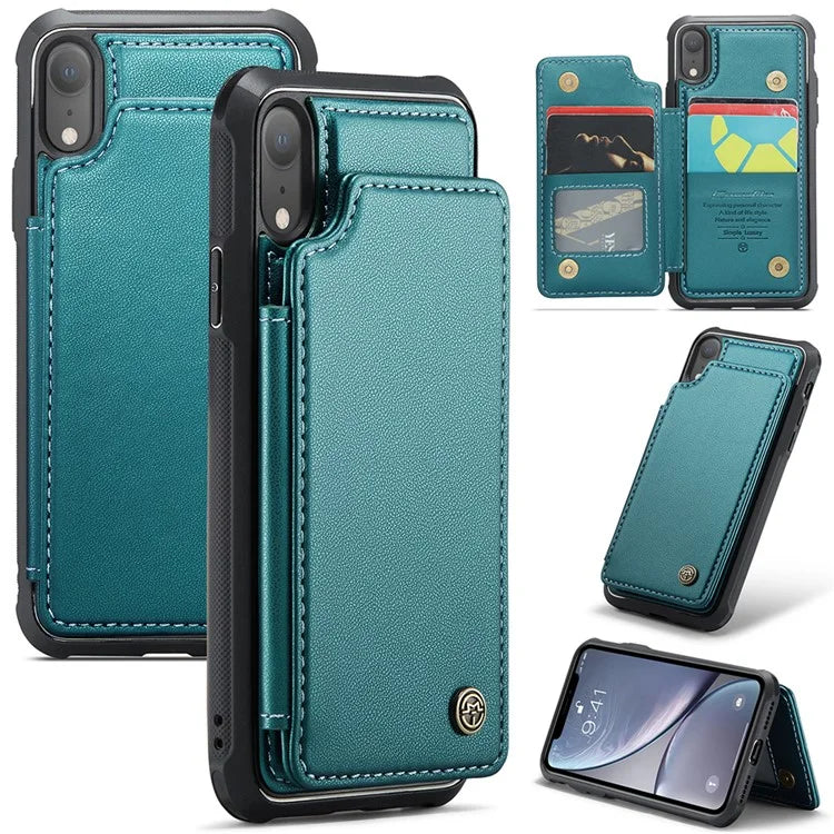 CASEME C22 Series For iPhone XR 6.1 inch Case RFID Blocking Litchi Texture Leather Phone Cover