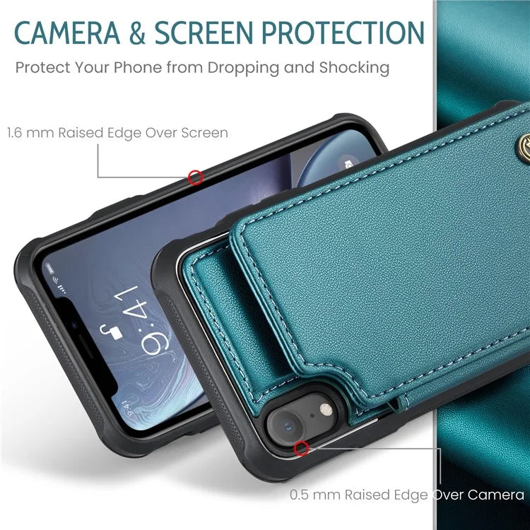 CASEME C22 Series For iPhone XR 6.1 inch Case RFID Blocking Litchi Texture Leather Phone Cover