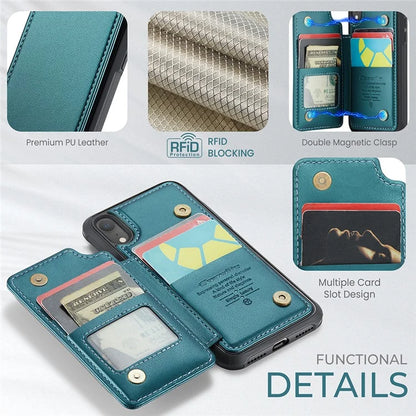 CASEME C22 Series For iPhone XR 6.1 inch Case RFID Blocking Litchi Texture Leather Phone Cover