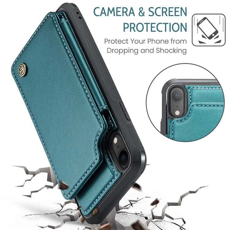 CASEME C22 Series For iPhone XR 6.1 inch Case RFID Blocking Litchi Texture Leather Phone Cover