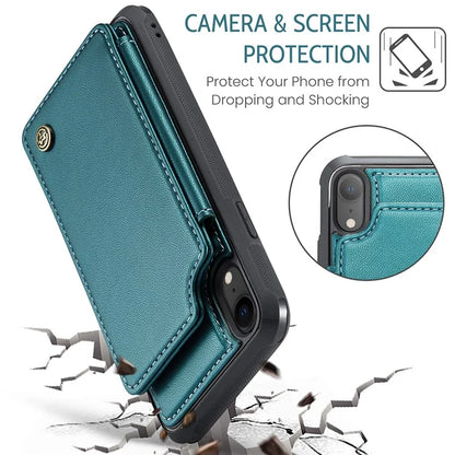 CASEME C22 Series For iPhone XR 6.1 inch Case RFID Blocking Litchi Texture Leather Phone Cover