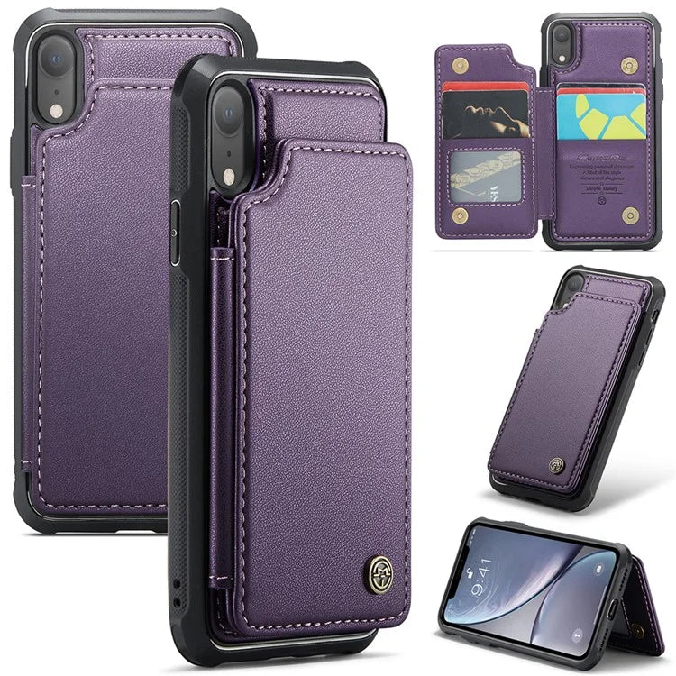 CASEME C22 Series For iPhone XR 6.1 inch Case RFID Blocking Litchi Texture Leather Phone Cover
