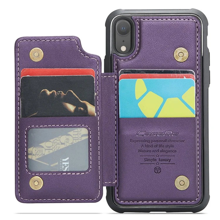 CASEME C22 Series For iPhone XR 6.1 inch Case RFID Blocking Litchi Texture Leather Phone Cover