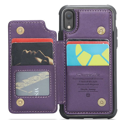 CASEME C22 Series For iPhone XR 6.1 inch Case RFID Blocking Litchi Texture Leather Phone Cover