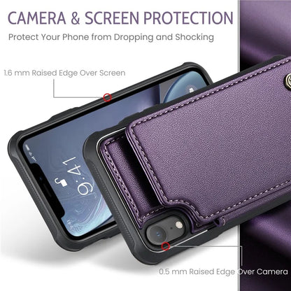 CASEME C22 Series For iPhone XR 6.1 inch Case RFID Blocking Litchi Texture Leather Phone Cover