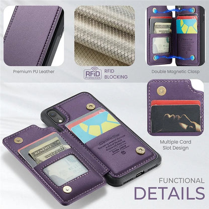 CASEME C22 Series For iPhone XR 6.1 inch Case RFID Blocking Litchi Texture Leather Phone Cover