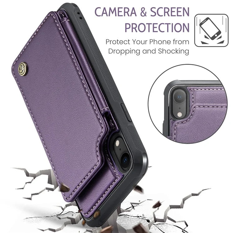 CASEME C22 Series For iPhone XR 6.1 inch Case RFID Blocking Litchi Texture Leather Phone Cover