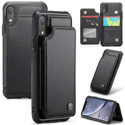 CASEME C22 Series For iPhone XR 6.1 inch Case RFID Blocking Litchi Texture Leather Phone Cover