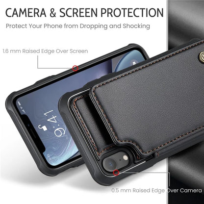 CASEME C22 Series For iPhone XR 6.1 inch Case RFID Blocking Litchi Texture Leather Phone Cover