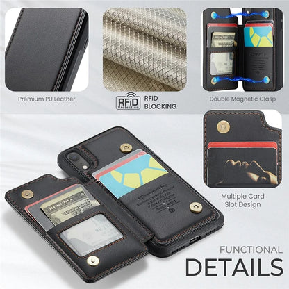 CASEME C22 Series For iPhone XR 6.1 inch Case RFID Blocking Litchi Texture Leather Phone Cover
