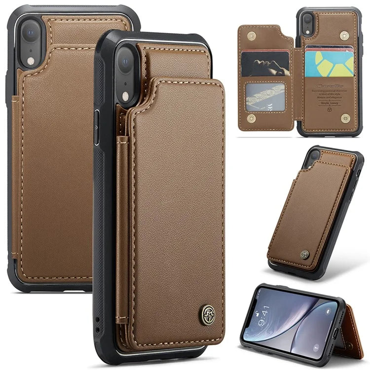 CASEME C22 Series For iPhone XR 6.1 inch Case RFID Blocking Litchi Texture Leather Phone Cover