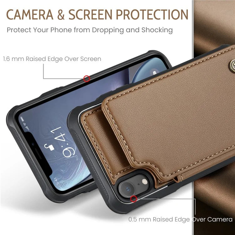 CASEME C22 Series For iPhone XR 6.1 inch Case RFID Blocking Litchi Texture Leather Phone Cover