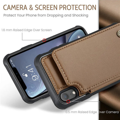 CASEME C22 Series For iPhone XR 6.1 inch Case RFID Blocking Litchi Texture Leather Phone Cover