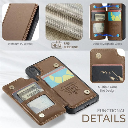 CASEME C22 Series For iPhone XR 6.1 inch Case RFID Blocking Litchi Texture Leather Phone Cover