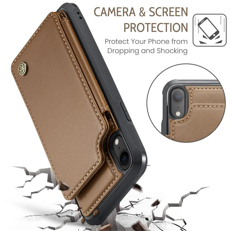 CASEME C22 Series For iPhone XR 6.1 inch Case RFID Blocking Litchi Texture Leather Phone Cover