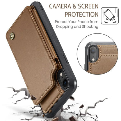CASEME C22 Series For iPhone XR 6.1 inch Case RFID Blocking Litchi Texture Leather Phone Cover