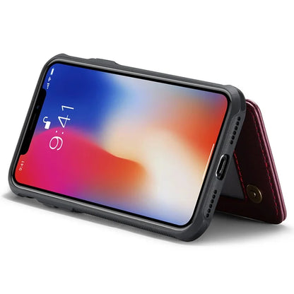CASEME C22 Series for iPhone X / XS Case 4 Card Slots Litchi Texture Kickstand Phone Cover