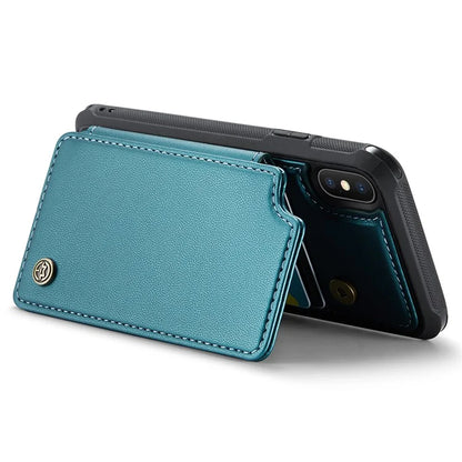 CASEME C22 Series for iPhone X / XS Case 4 Card Slots Litchi Texture Kickstand Phone Cover