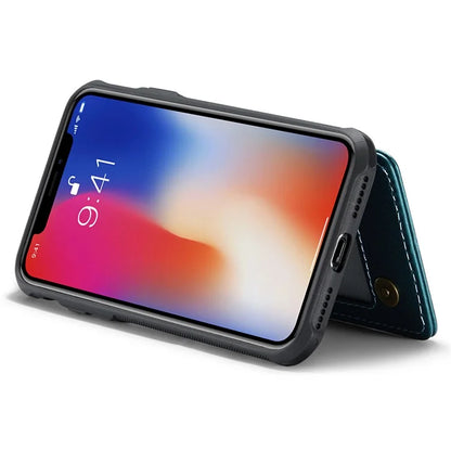 CASEME C22 Series for iPhone X / XS Case 4 Card Slots Litchi Texture Kickstand Phone Cover