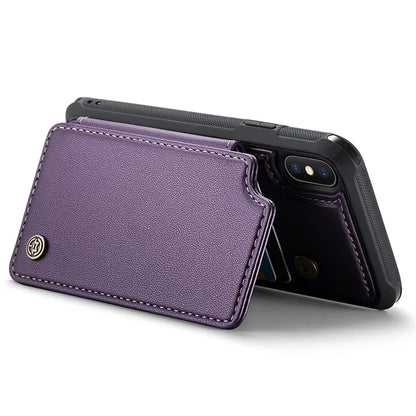 CASEME C22 Series for iPhone X / XS Case 4 Card Slots Litchi Texture Kickstand Phone Cover
