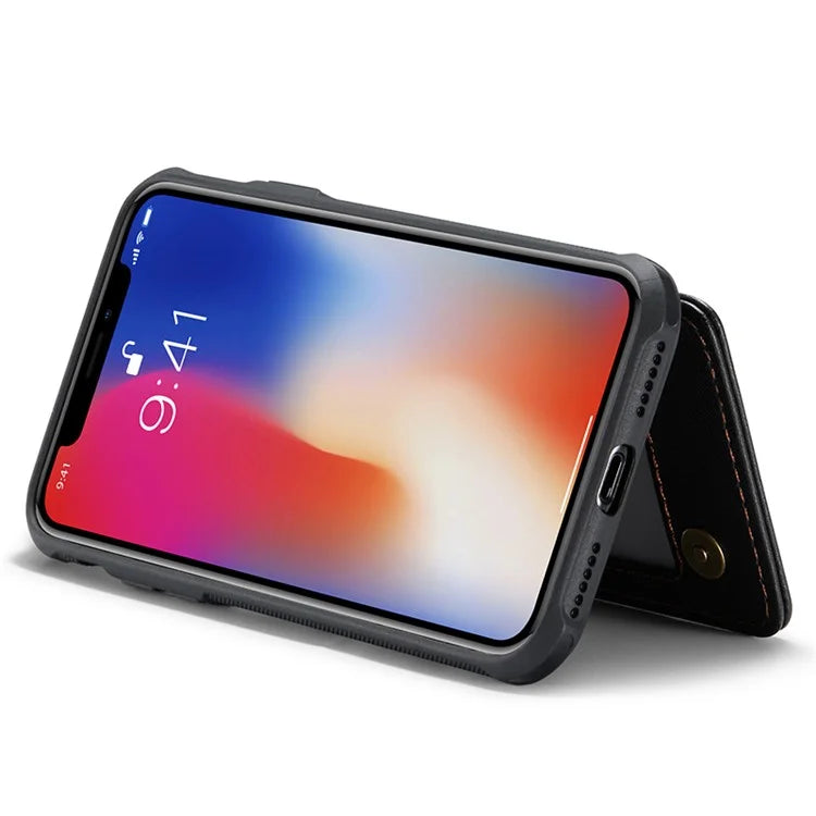 CASEME C22 Series for iPhone X / XS Case 4 Card Slots Litchi Texture Kickstand Phone Cover