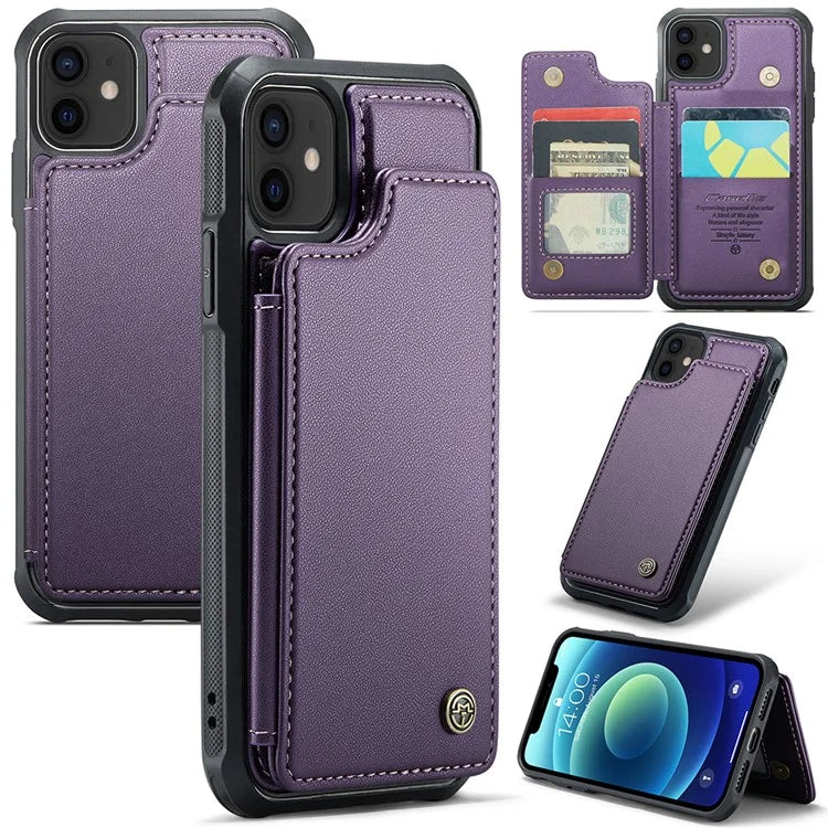 CASEME C22 Series for iPhone 12 / 12 Pro Case RFID Blocking Phone Cover with 4 Card Slots