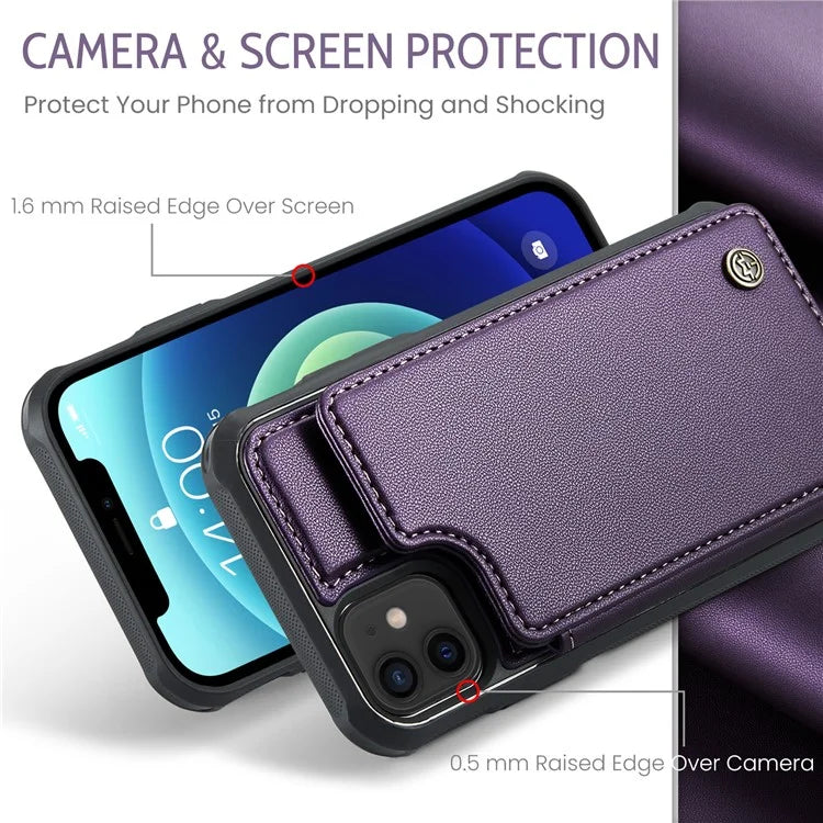 CASEME C22 Series for iPhone 12 / 12 Pro Case RFID Blocking Phone Cover with 4 Card Slots