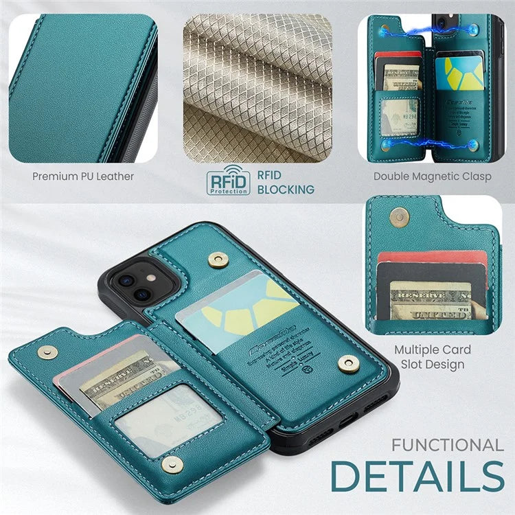 CASEME C22 Series for iPhone 12 / 12 Pro Case RFID Blocking Phone Cover with 4 Card Slots